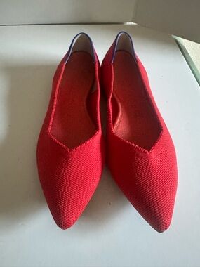 Rothy's Red Pointed Knit Slip-On Flats